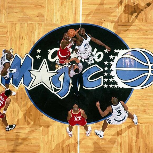 Orlando Magic 90s STARTER puffer 1/2 Pullover jacket M black blue NBA vintage - Picture 4 of 8